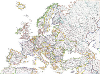 Europe political map. Super high quality. Detailed with thousands of place name labels.