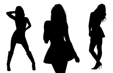 mujeres, ilustracion, vector, silueta, modelos, fashion, modelos, moda, pose, cuerpo, sensual