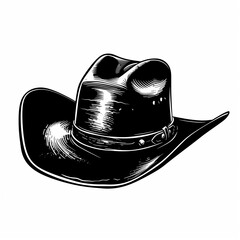 A black cowboy hat with a black band