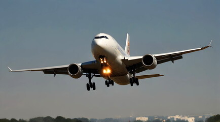 Fototapeta premium Airplane in the airport after take off