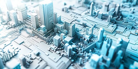 Futuristic Cityscape: An Abstract Digital Representation of a Metropolis with Geometric Architecture and Modern Design, Generative AI