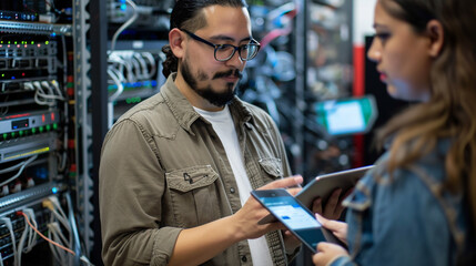 Portrait of IT worker in server room.