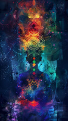 The Chakra system for yoga. Seven chakras concept. Meditation with seven chakras