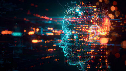 Fototapeta premium Abstract background - flow of digital information. The notion of AI advancing through deep learning,