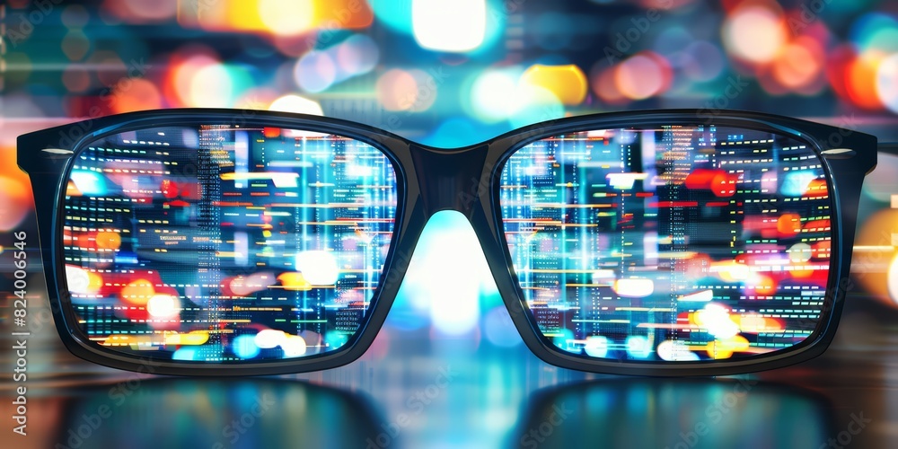 Poster Code Reflections in Glasses: A Modern Representation of Software Development and Digital Innovation, Generative AI
