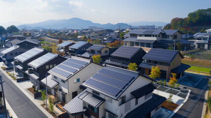 Obraz premium 住宅の太陽光パネル