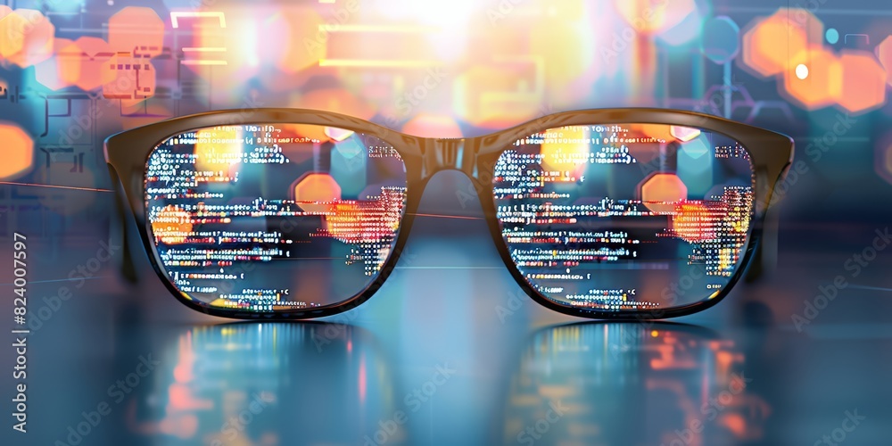 Poster Code Reflections in Glasses: A Modern Representation of Software Development and Digital Innovation, Generative AI