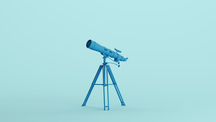 Blue telescope astronomy star gazing tripod science optical instrument pale background 3d illustration render digital rendering