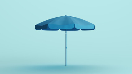 Blue parasol beach umbrella sunshade protection summer holiday vacation pale background 3d illustration render digital rendering	
