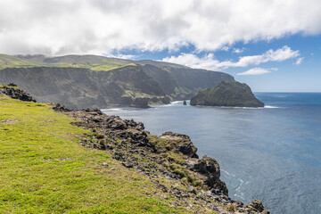 Atlantic Ocean and the coast on Flores Island.