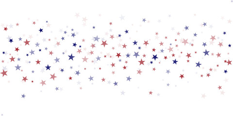USA flag stars background, red and blue stars confetti horizontal border