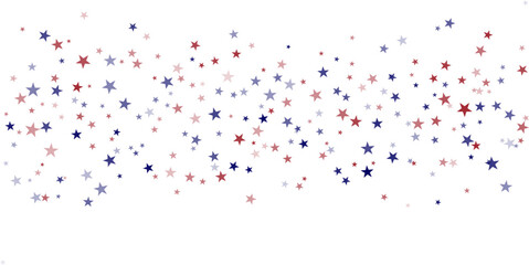 USA flag stars background, red and blue stars confetti horizontal border
