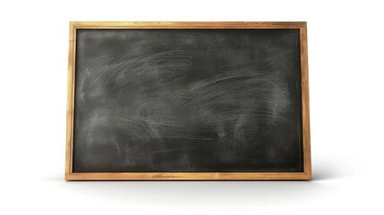 Blank blackboard in wooden frame isolated on transparent a white background realistic