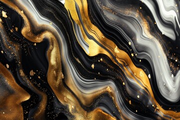 A gold and black swirl pattern with gold glitter