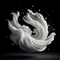 Floating elegant white fabric isolated on a black background