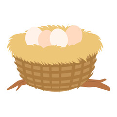 Fototapeta premium Nest with eggs vector illustration isolated on white background
