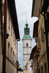Beautiful city views of the picturesque medieval town of Škofja Loka close to Ljubljana, Slovenia