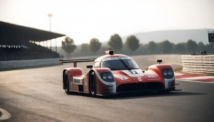 red and white endurance car on the road 