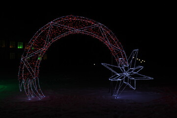 Neon Figure Night Christmas Illumination Star Arch Festive Atmosphere