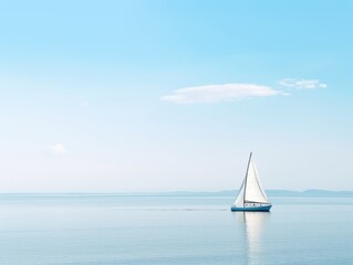 Fototapeta premium Sailboat on Calm Blue Sea