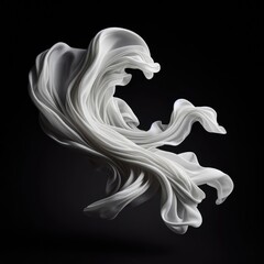 Floating elegant white fabric isolated on a black background