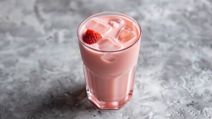 Sweetened condensed milk with strawberry juice