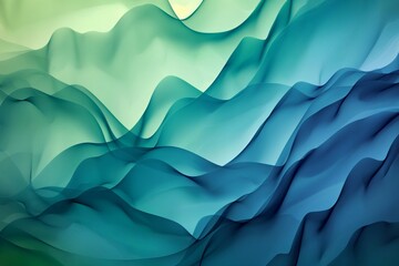 The image is a blue and green gradient of waves