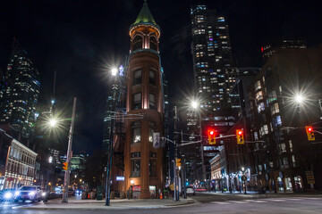 Fototapeta premium Night time panorama view of downtown Toronto. 