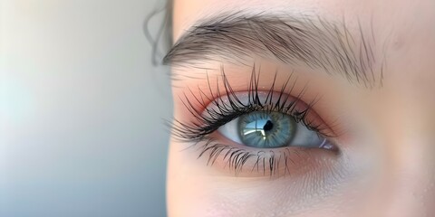 Obraz premium Detailed closeup of a womans eye with long eyelashes. Concept Macro Photography, Eye Details, Long Eyelashes, Detailed Closeup, Beauty Portrait