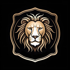 Obraz premium lion head vector logo on black