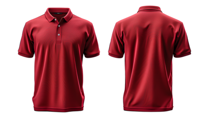 Front and back red shirt mockup, cut out
