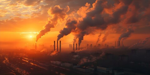 Air pollution causes harm to the environment and human health. Concept Environmental Impact, Health Concerns, Pollution Control, Clean Air Initiatives