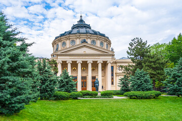 The Romanian Athenaeum, a concert hall in the center of Bucharest, Romania, home of the George Enescu Philharmonic