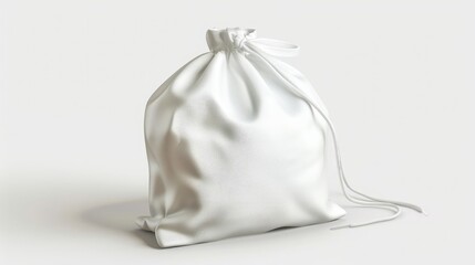 white drawstring bag isolated on a white background realistic