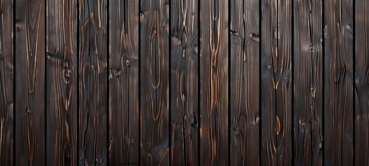 Fototapeta premium Dark brown wooden wall background with vertical planks. Wooden texture for backgrounds