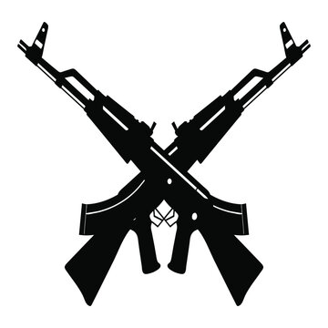 recommend clip art: Riffle gun black and white vector silhouette isolated on white background