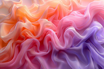 Fototapeta premium Gentle peach and lilac ombre fabric. Concept of fashion and elegance. Generative Ai.