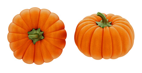 Pumpkins isolated on transparent background. 3D illustration