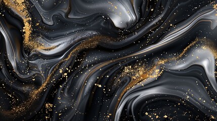 Black and gold glitter marble wallpaper on the dark background.
