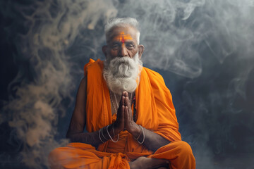 Portrait Photo of a Hindu Monk, Brahman, Generative AI