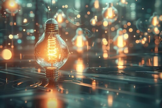 Futuristic business representation of disruptive innovation, focusing on groundbreaking ideas that reshape industries