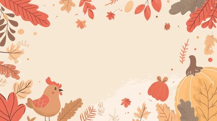 Minimal blank template card for Thanksgiving Day in vintage styles