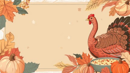 Naklejka premium Minimal blank template card for Thanksgiving Day in vintage styles