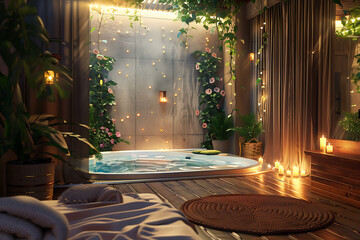 A serene spa salon with elegant decor offering relaxing treatments and rejuvenation in a peaceful setting