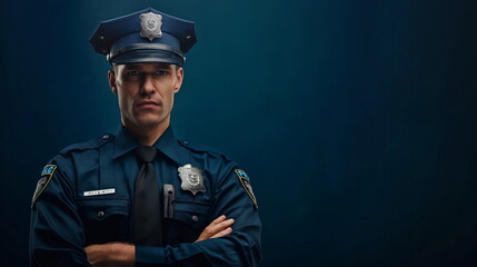 police officer in uniform, standing with authority and vigilance, ready to serve and protect