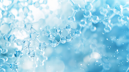 A blue background with a lot of water molecules