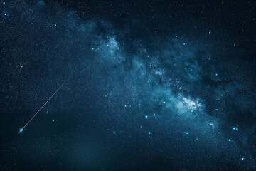 A spectacular shooting star streaks across a night sky filled with twinkling stars and cosmic wonders