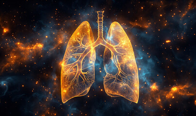 Human lungs on an abstract background.