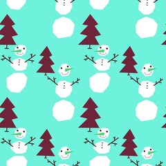 Winter seamless snowman pattern for fabrics and textiles and packaging