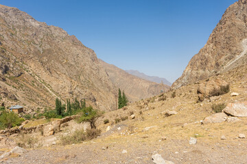 Valley of Zeravshan mountains , Tajikistan
